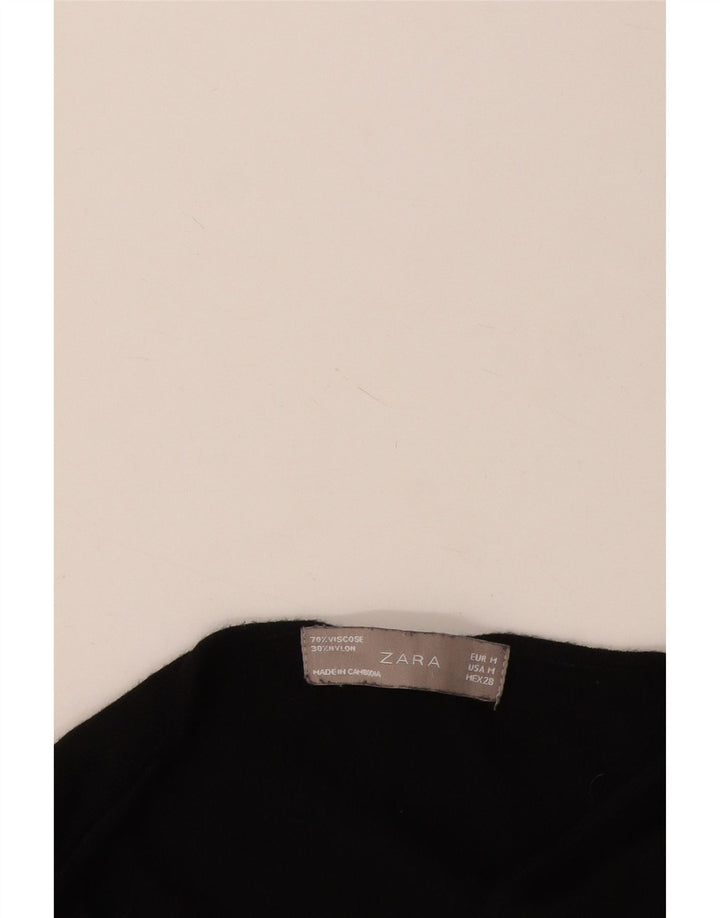 Zara Womens Open Cardigan Sweater UK 12 Medium Black Viscose