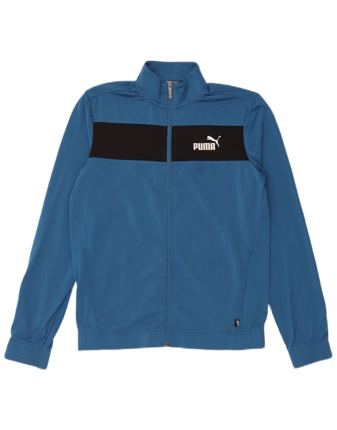 PUMA Boys Tracksuit Top Jacket 15-16 Years  Blue Colourblock Polyester