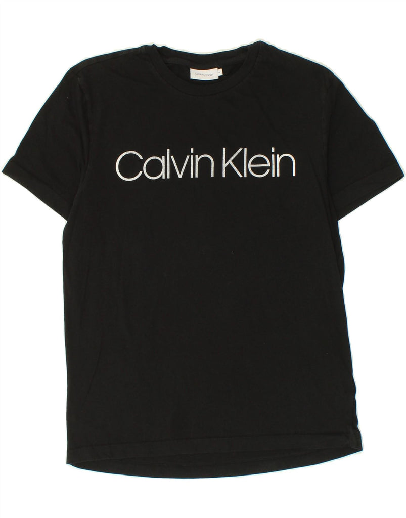 CALVIN KLEIN Womens Graphic T-Shirt Top UK 12 Medium Black Cotton | Vintage Calvin Klein | Thrift | Second-Hand Calvin Klein | Used Clothing | Messina Hembry 