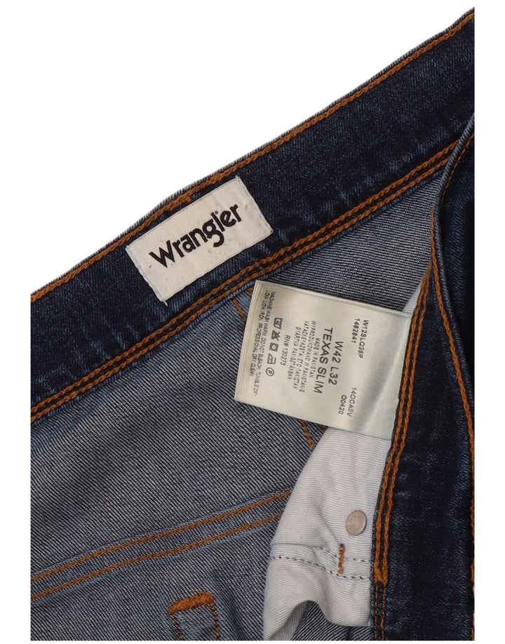 WRANGLER Mens Texas Slim Jeans W42 L32 Blue Cotton