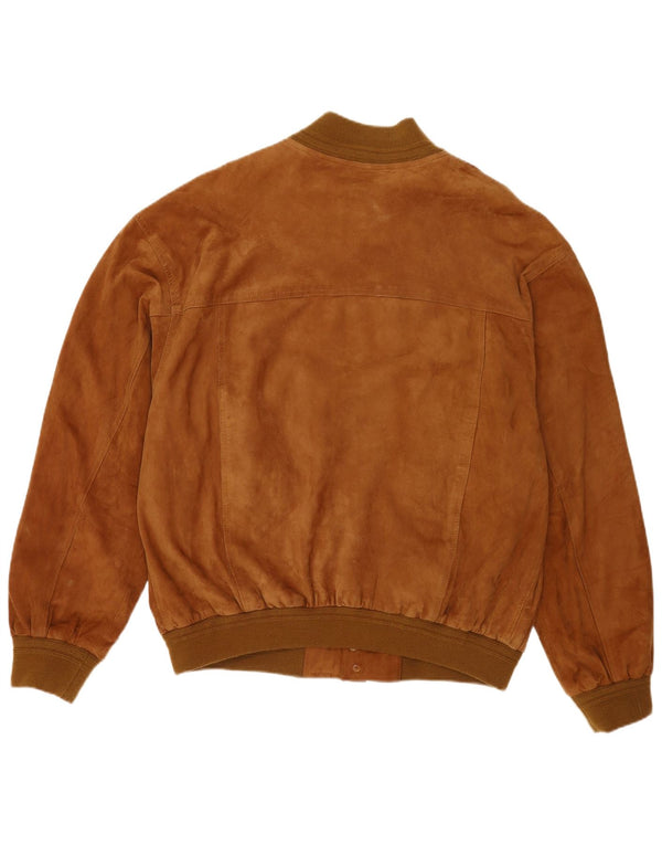 Vintage Mens Suede Bomber Jacket IT 60 5XL Brown Leather