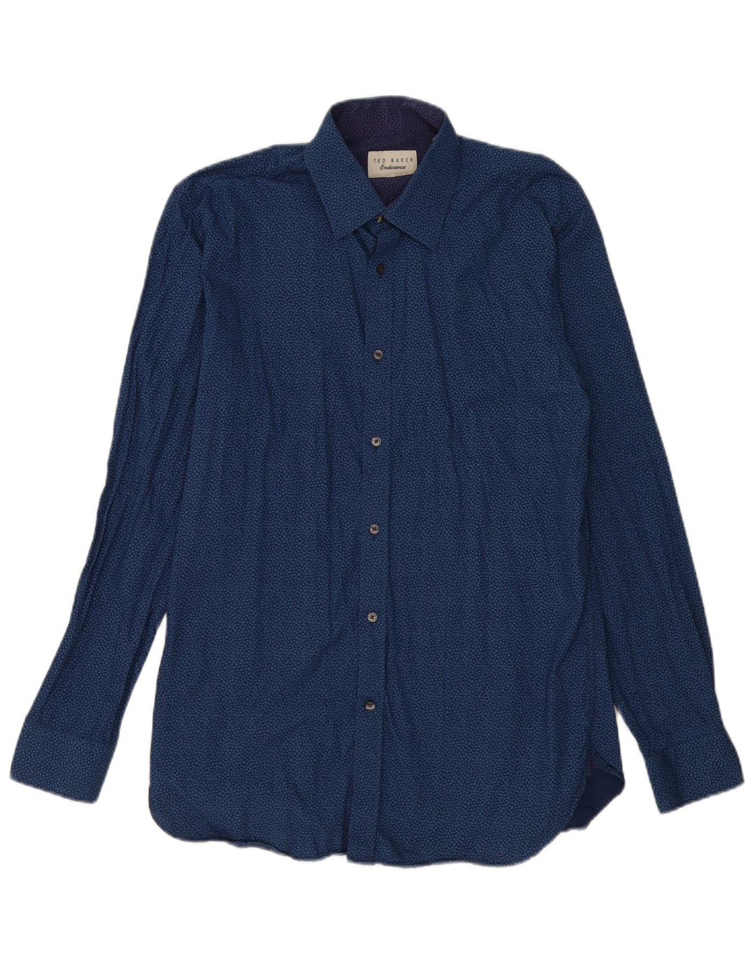 Ted Baker Mens Abstract Pattern Shirt Size 15 1/2 Medium Navy Blue