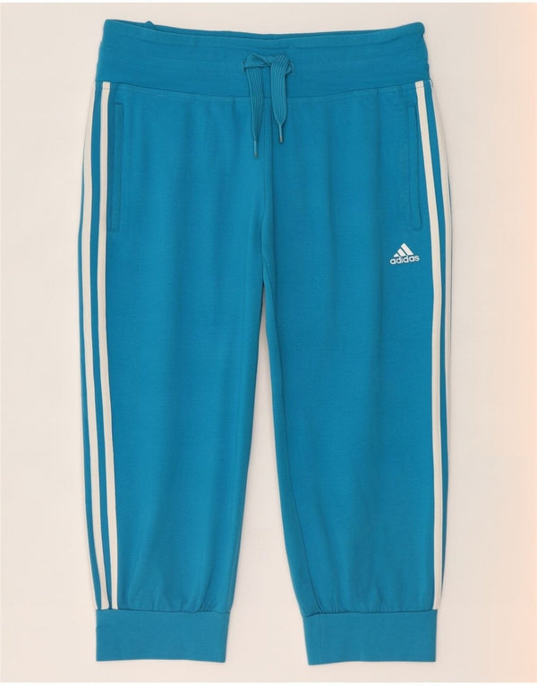 Adidas Womens Bermuda Sport Shorts UK 12 Medium Blue Cotton