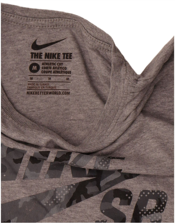 Nike Mens Athletic Cut Graphic T-Shirt Top Medium Grey Cotton