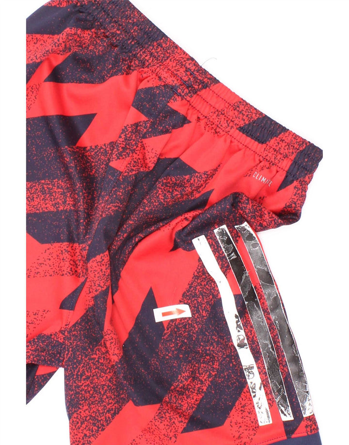 Adidas Boys Climalite Sport Shorts 6-7 Years Red Geometric Polyester