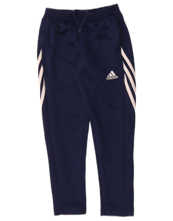 Adidas Boys Climalite Tracksuit Trousers 7-8 Years Small Navy Blue