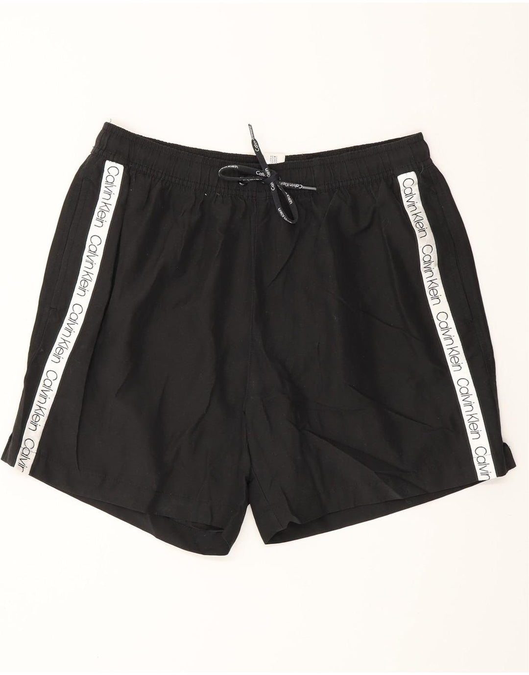 CALVIN KLEIN Mens Graphic Swimming Shorts Medium  Black Polyester