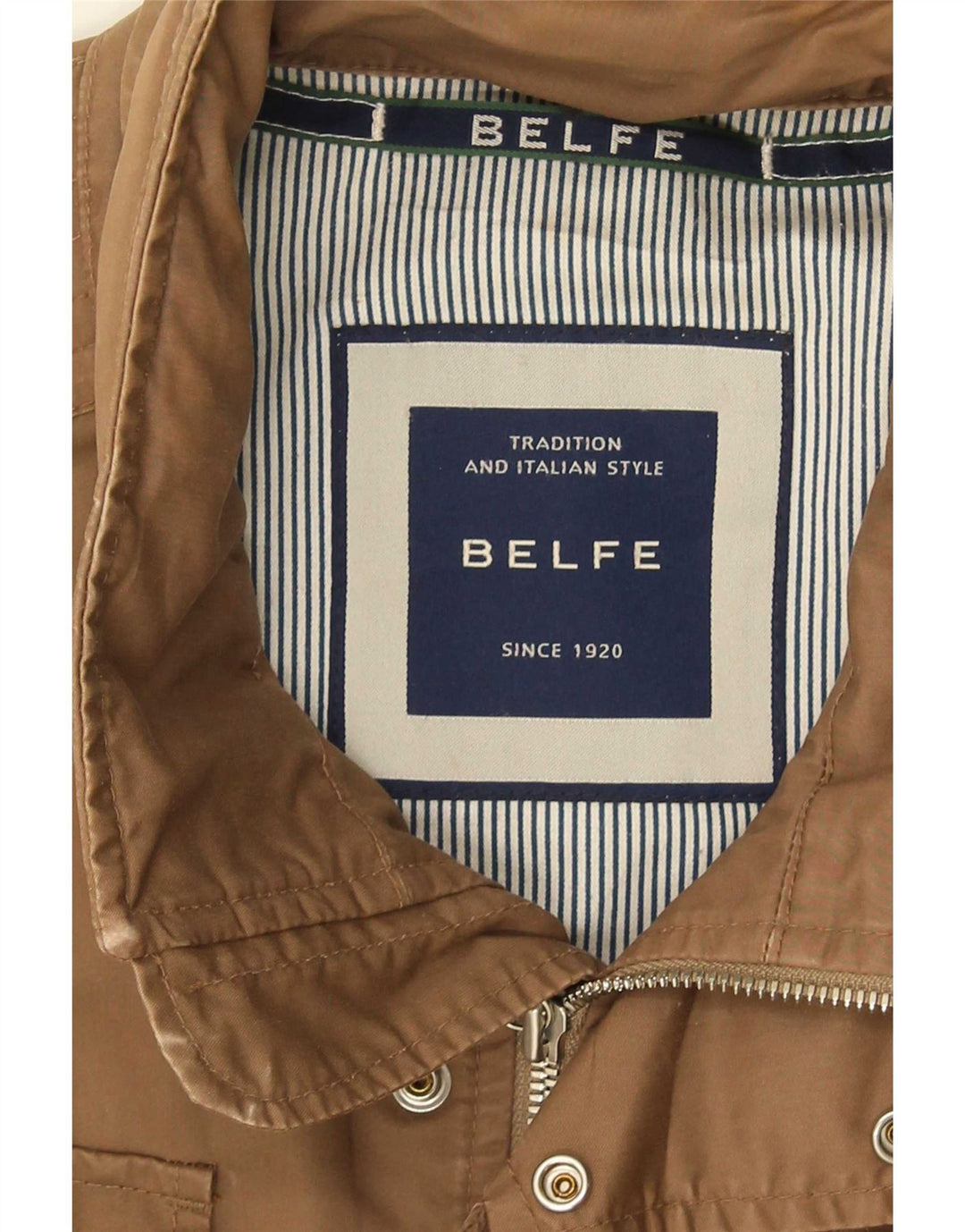 Belfe Mens Utility Jacket UK 42 XL Beige Cotton