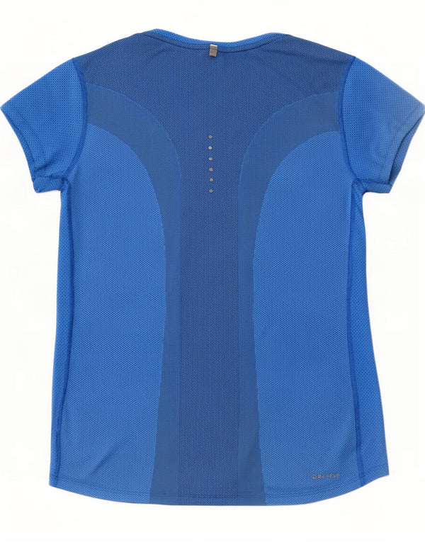 Nike Womens Dri Fit T-Shirt Top UK 12 Medium Blue Polyester