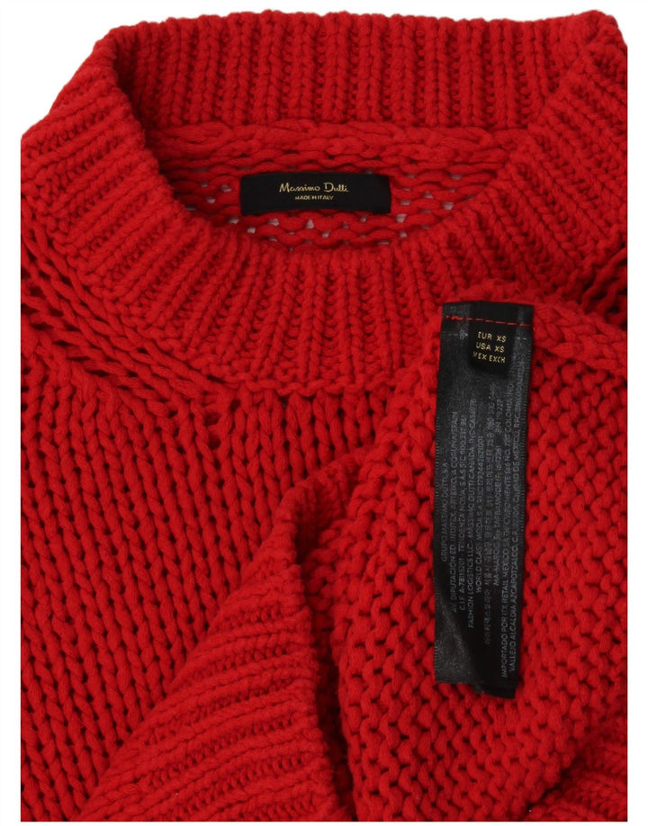 MASSIMO DUTTI Womens Crop Turtle Neck Jumper Sweater UK 6 XS Red