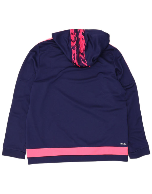 Adidas Womens Climalite Hoodie Jumper UK 20/22 XL Navy Blue Colourblock