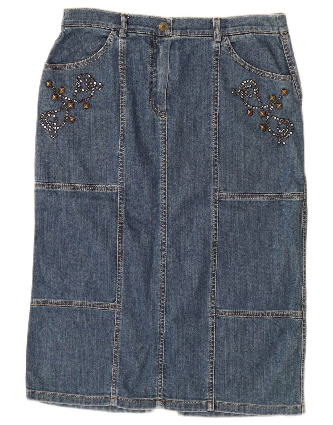 L.Pucci Womens Denim Skirt IT 44 Medium W28  Blue Cotton