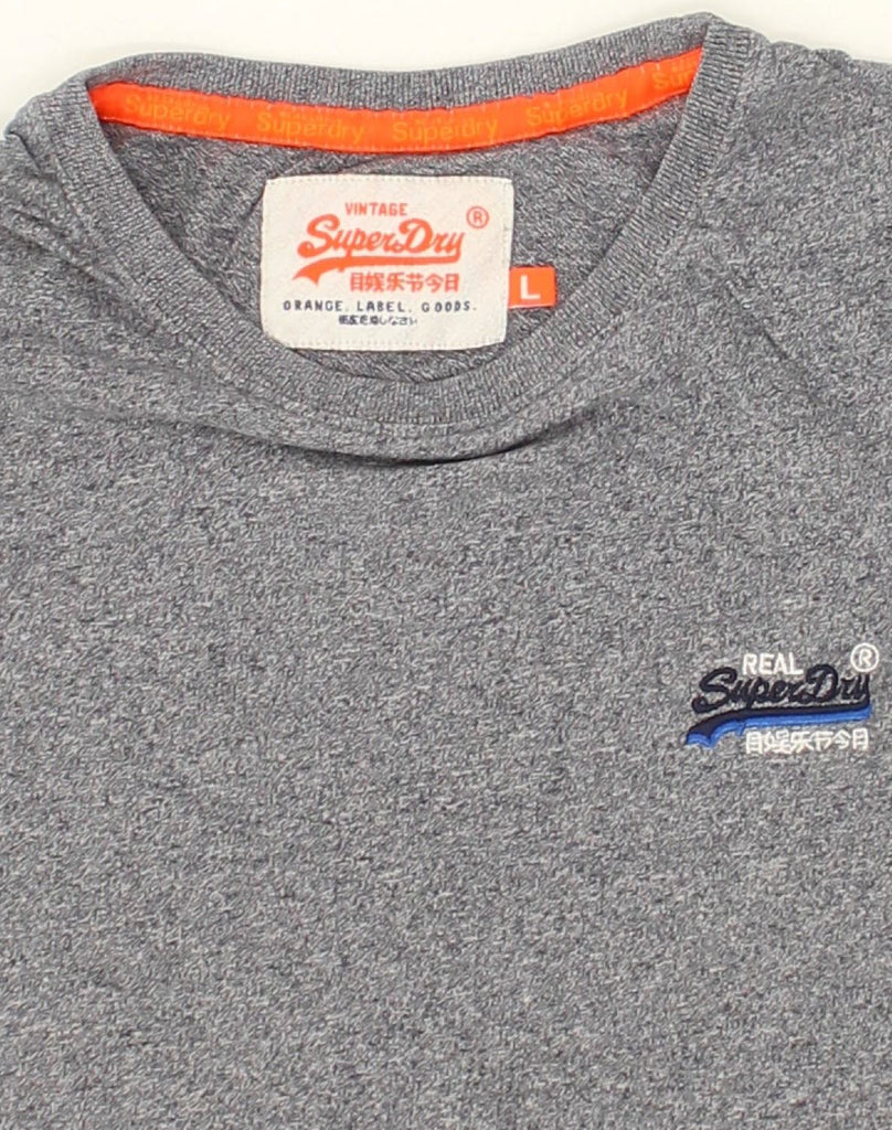 SUPERDRY Mens T-Shirt Top Large Grey Flecked Cotton | Vintage Superdry | Thrift | Second-Hand Superdry | Used Clothing | Messina Hembry 