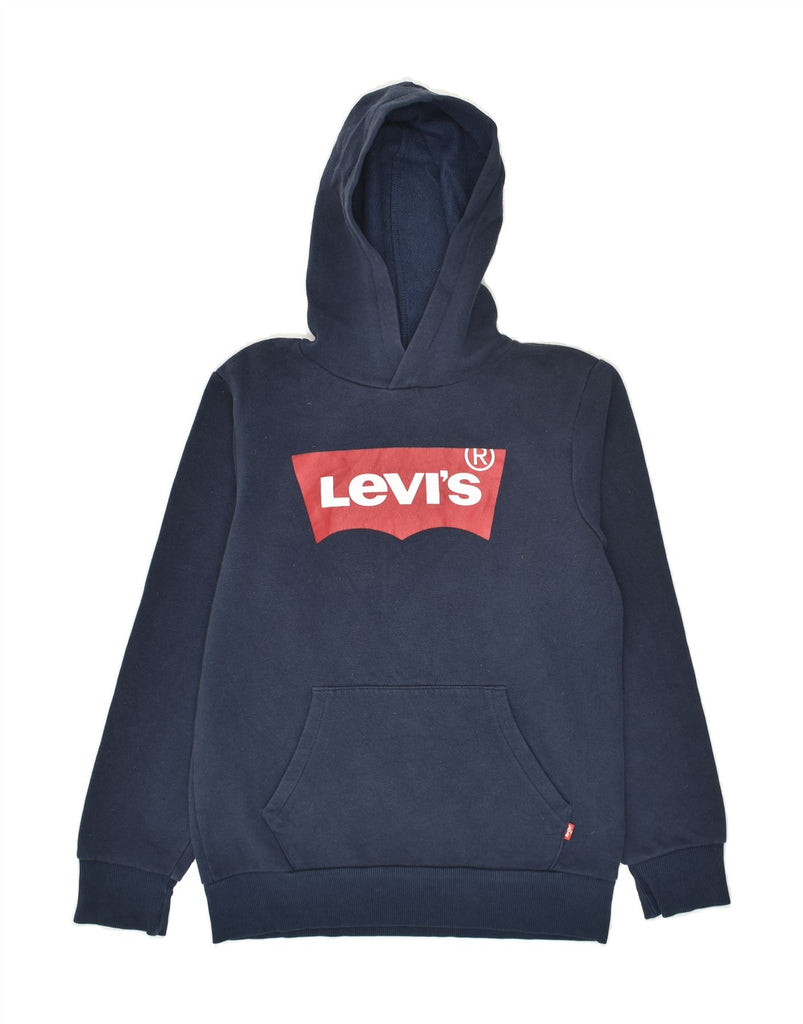 LEVI'S Boys Graphic Hoodie Jumper 13-14 Years Navy Blue Cotton | Vintage Levi's | Thrift | Second-Hand Levi's | Used Clothing | Messina Hembry 