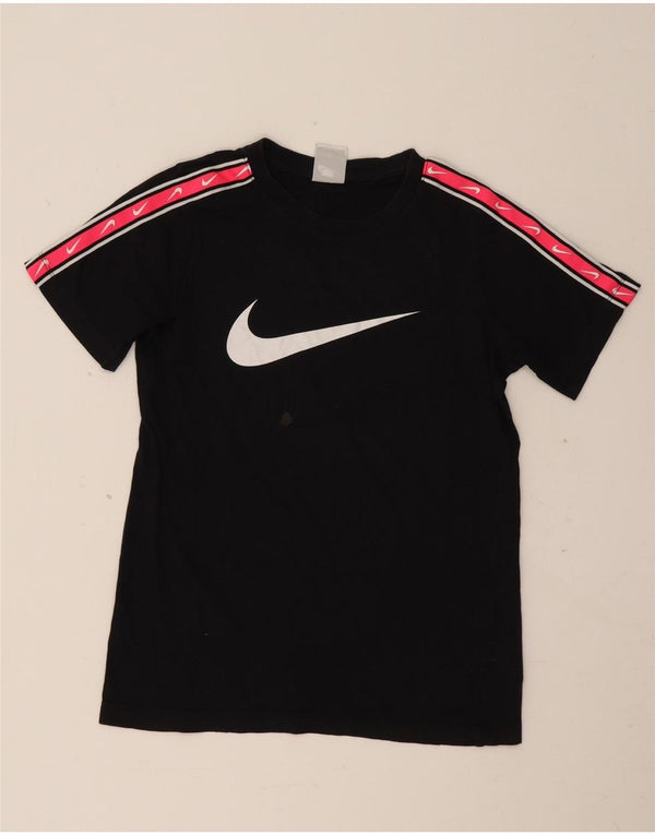 Nike Boys Graphic T-Shirt Top 12-13 Years Large Black Colourblock Cotton