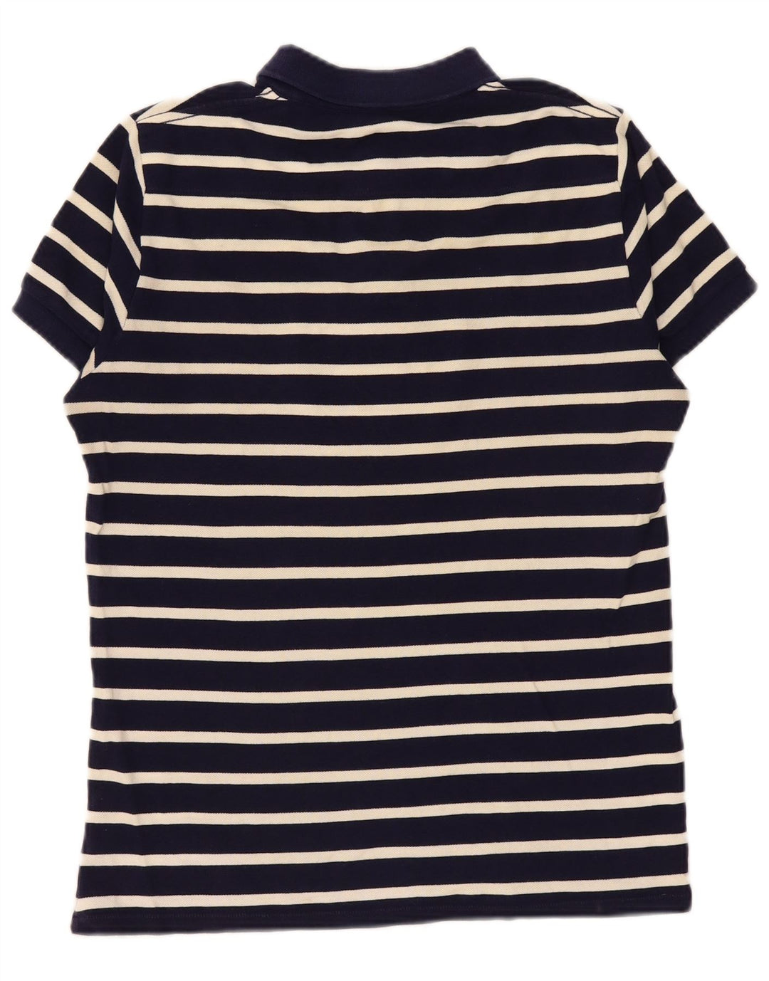 French Connection Mens Polo Shirt Medium Navy Blue Striped Cotton