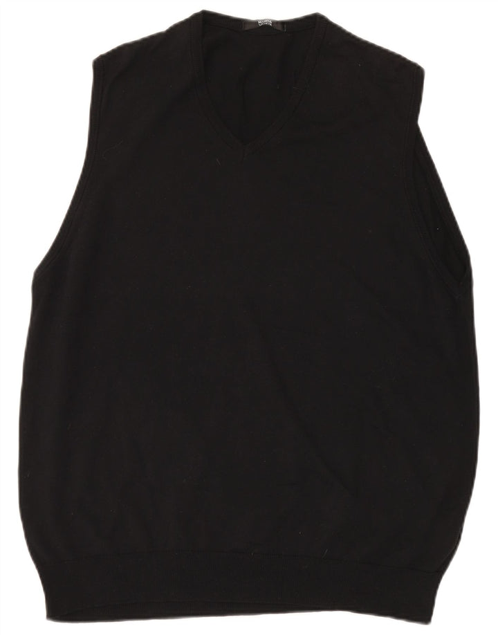MARKS & SPENCER Mens Vest Tank Top UK 41/43 Large Black Cotton