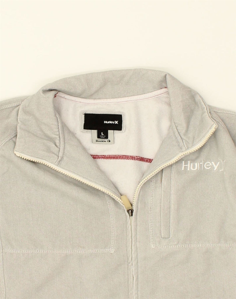 HURLEY Mens Tracksuit Top Jacket Large Grey Polyester | Vintage Hurley | Thrift | Second-Hand Hurley | Used Clothing | Messina Hembry 