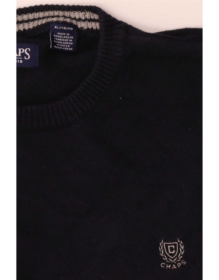 Chaps Mens Crew Neck Jumper Sweater XL Black Cotton