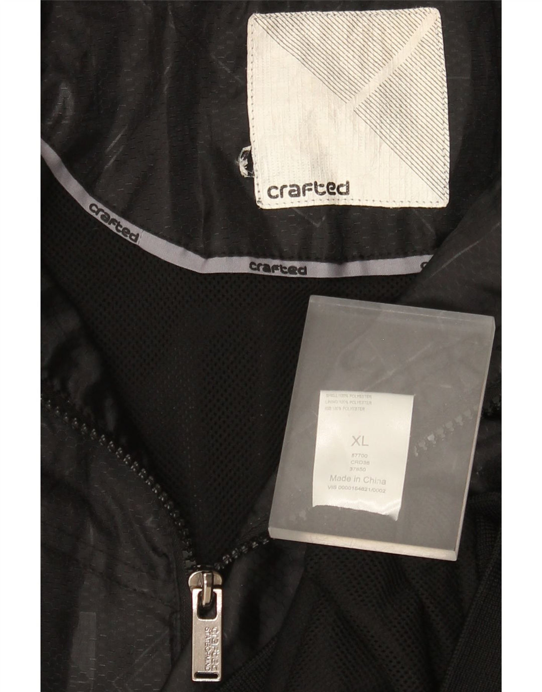 Vintage Mens Graphic Hooded Bomber Jacket UK 42 XL Black Geometric