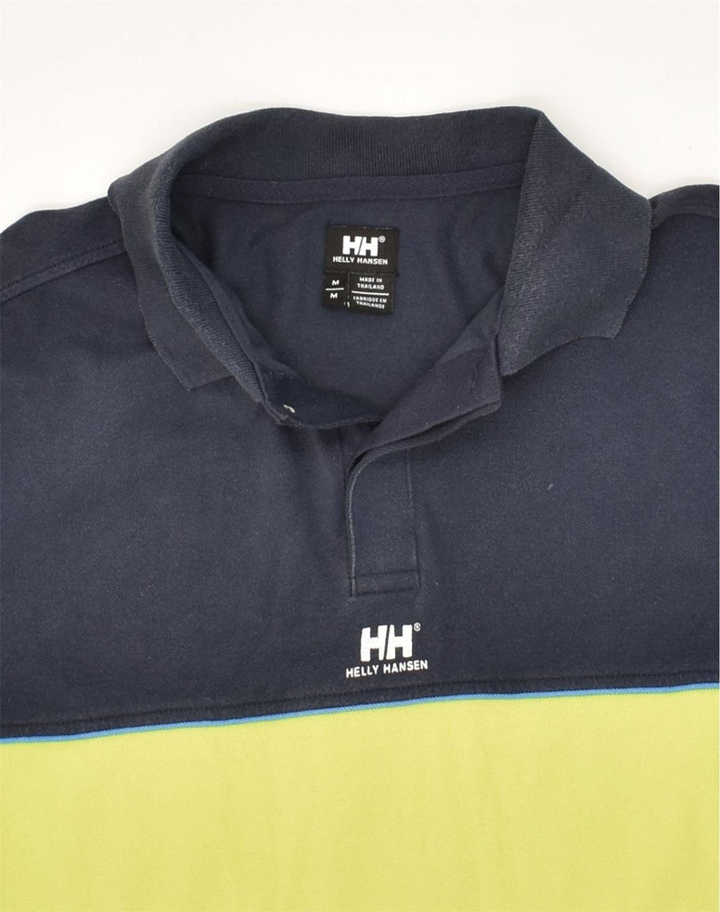 HELLY HANSEN Mens Polo Shirt Medium Green Colourblock Cotton | Vintage Helly Hansen | Thrift | Second-Hand Helly Hansen | Used Clothing | Messina Hembry 