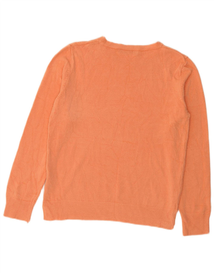 Marks & Spencer Womens Crew Neck Jumper Sweater UK 12 Medium Orange Acrylic