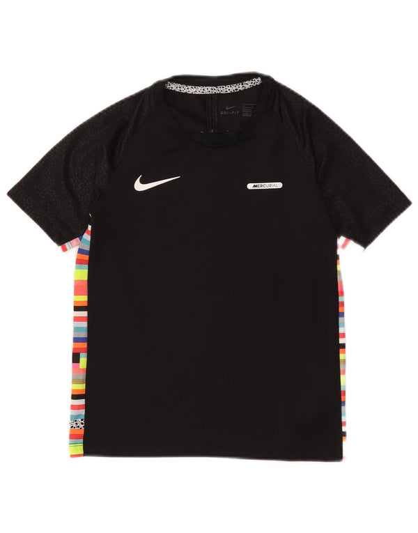 Nike Boys Graphic T-Shirt Top 8-9 Years Small Black Striped Polyester