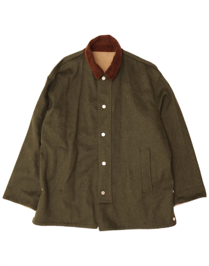 Aquascutum Mens Reversible Overcoat UK 42 XL Green
