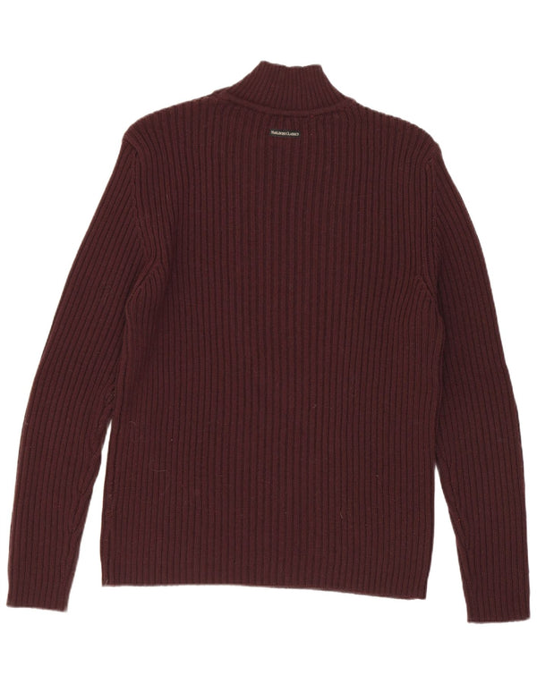 Marlboro Classics Mens Turtle Neck Jumper Sweater Medium Burgundy