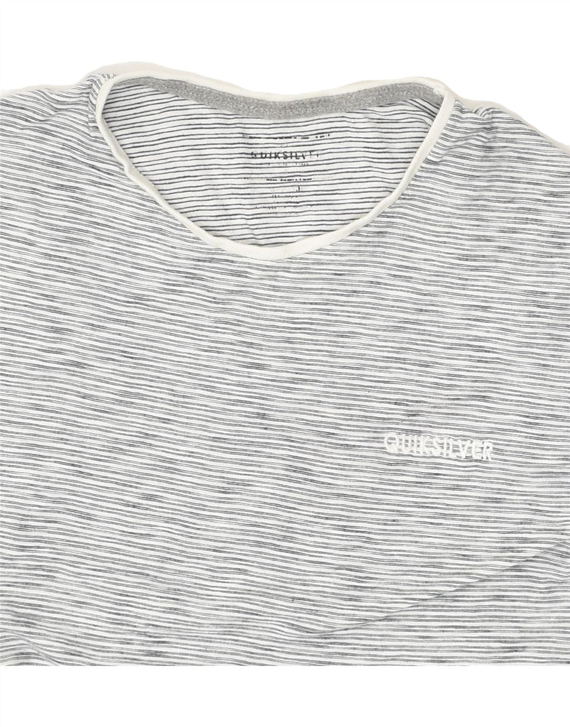 QUIKSILVER Mens T-Shirt Top Small Grey Striped Cotton | Vintage Quiksilver | Thrift | Second-Hand Quiksilver | Used Clothing | Messina Hembry 