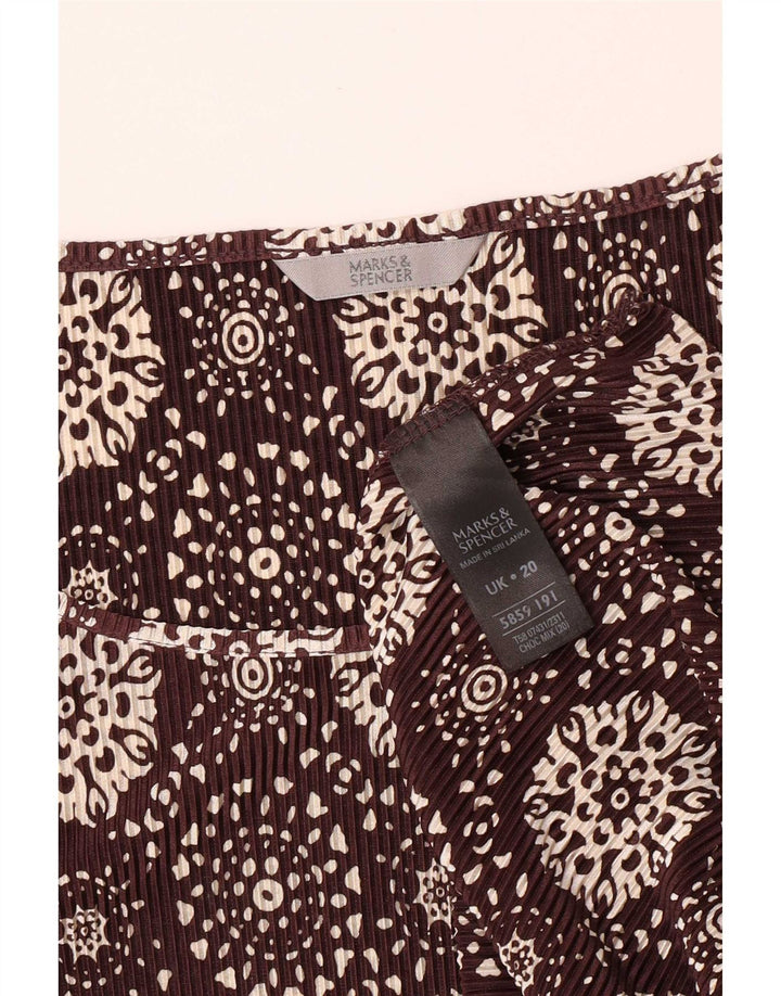 Marks & Spencer Womens Abstract Pattern Top 3/4 Sleeve UK 20 2XL Brown