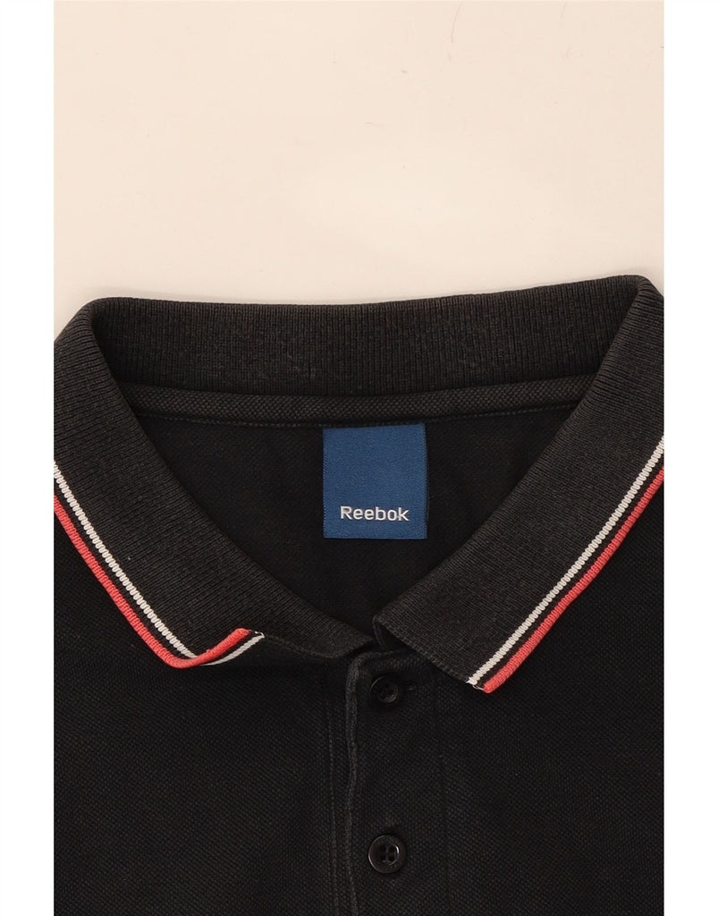 REEBOK Mens Polo Shirt Medium Black Cotton Vintage Reebok and Second-Hand Reebok from Messina Hembry 