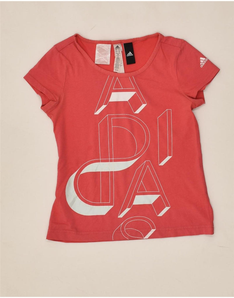 ADIDAS Girls Graphic T-Shirt Top 9-10 Years Red Cotton | Vintage Adidas | Thrift | Second-Hand Adidas | Used Clothing | Messina Hembry 