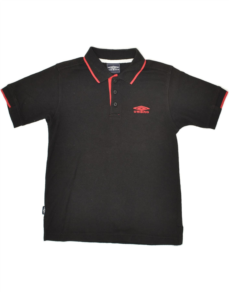 UMBRO Boys Polo Shirt 8-9 Years Black Cotton | Vintage Umbro | Thrift | Second-Hand Umbro | Used Clothing | Messina Hembry 