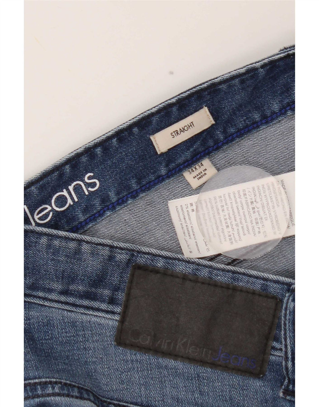 Calvin Klein Mens Distressed Straight Jeans W34 L34 Blue Cotton