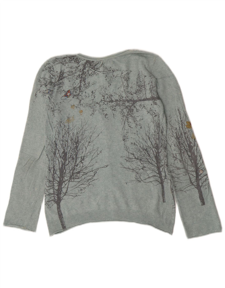 White Stuff Womens Cardigan Sweater UK 12 Medium Blue Floral Viscose