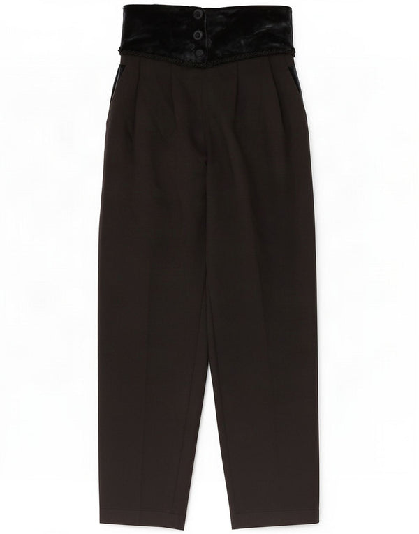 Vintage Womens High Waist Casual Trousers Small W26 L28 Black Colourblock