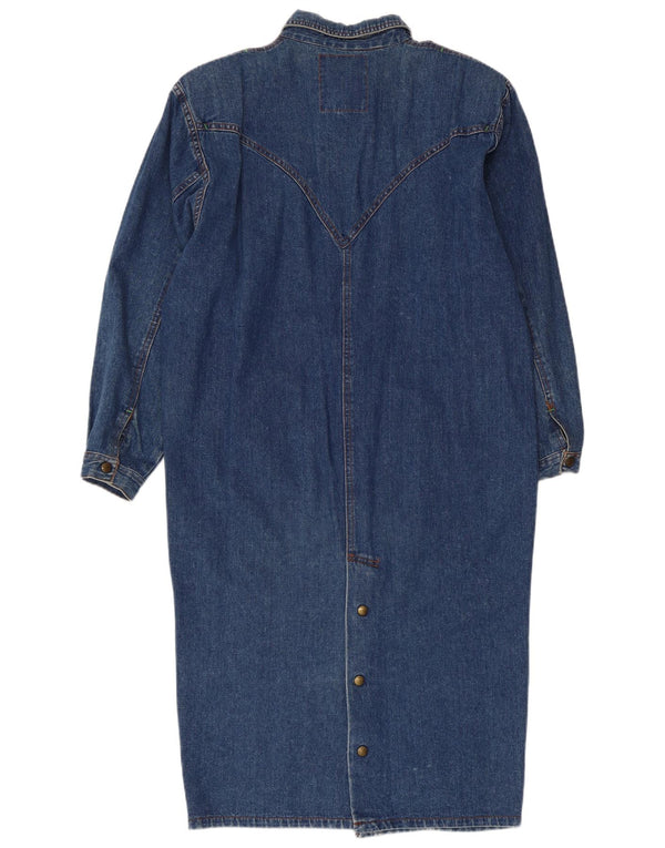 Vintage Womens Denim Shirt Dress UK 14 Medium Blue