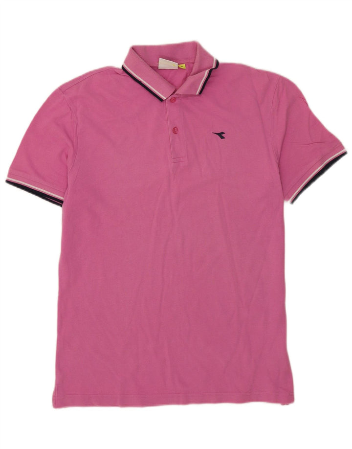 Diadora Mens Polo Shirt XL Pink Striped
