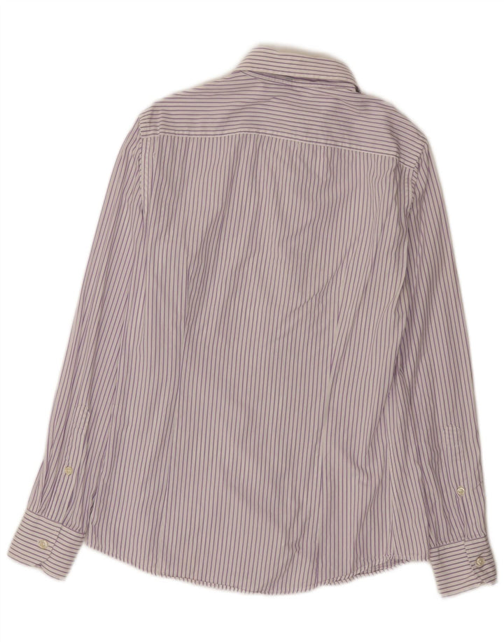 Benetton Mens Shirt Small Purple Pinstripe Cotton
