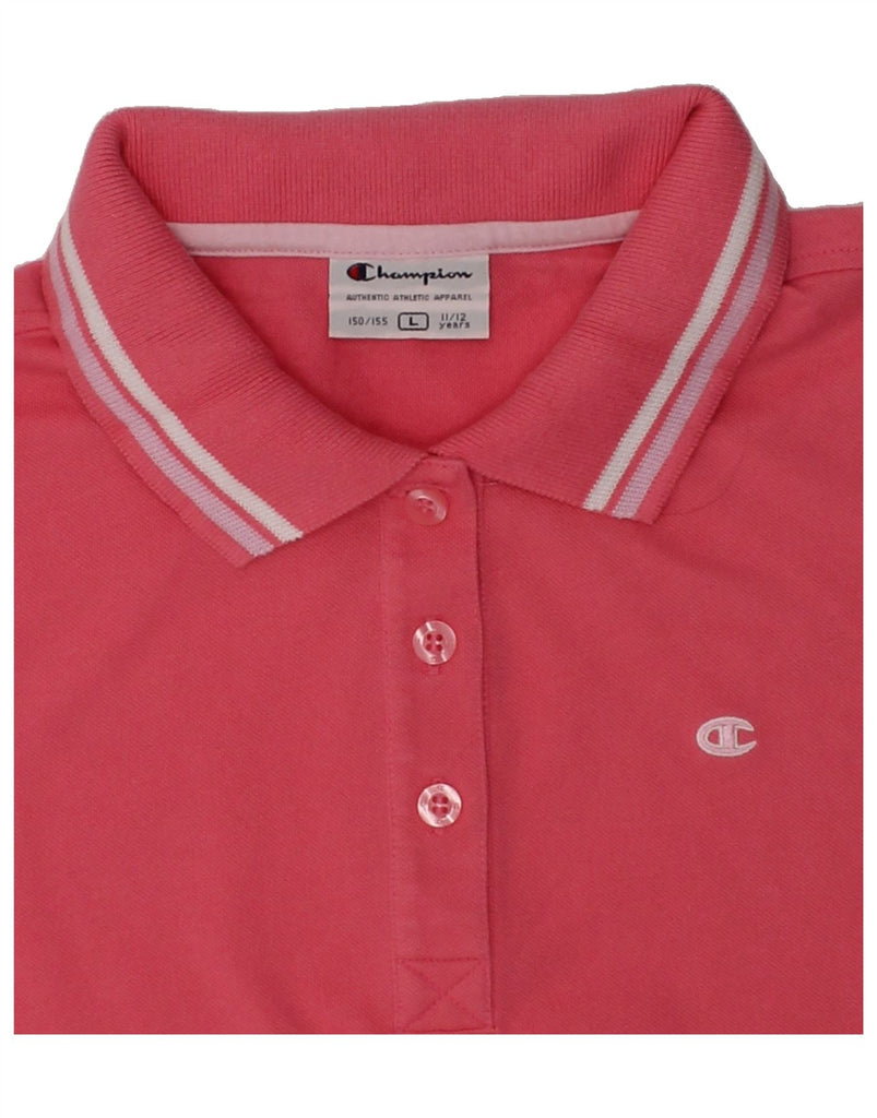 CHAMPION Girls Polo Shirt 11-12 Years Large Pink Cotton | Vintage Champion | Thrift | Second-Hand Champion | Used Clothing | Messina Hembry 