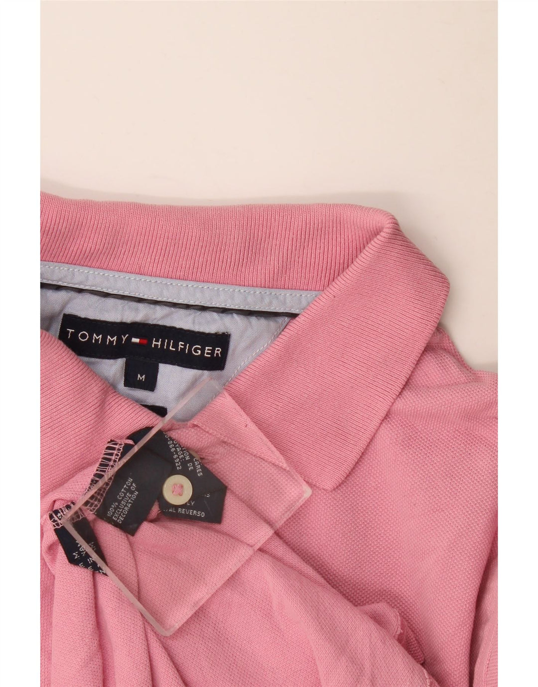 Tommy Hilfiger Mens Polo Shirt Medium Pink Cotton