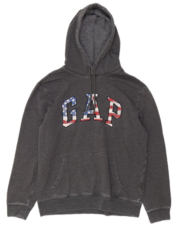 Gap Mens Graphic Hoodie Jumper Medium Grey Cotton