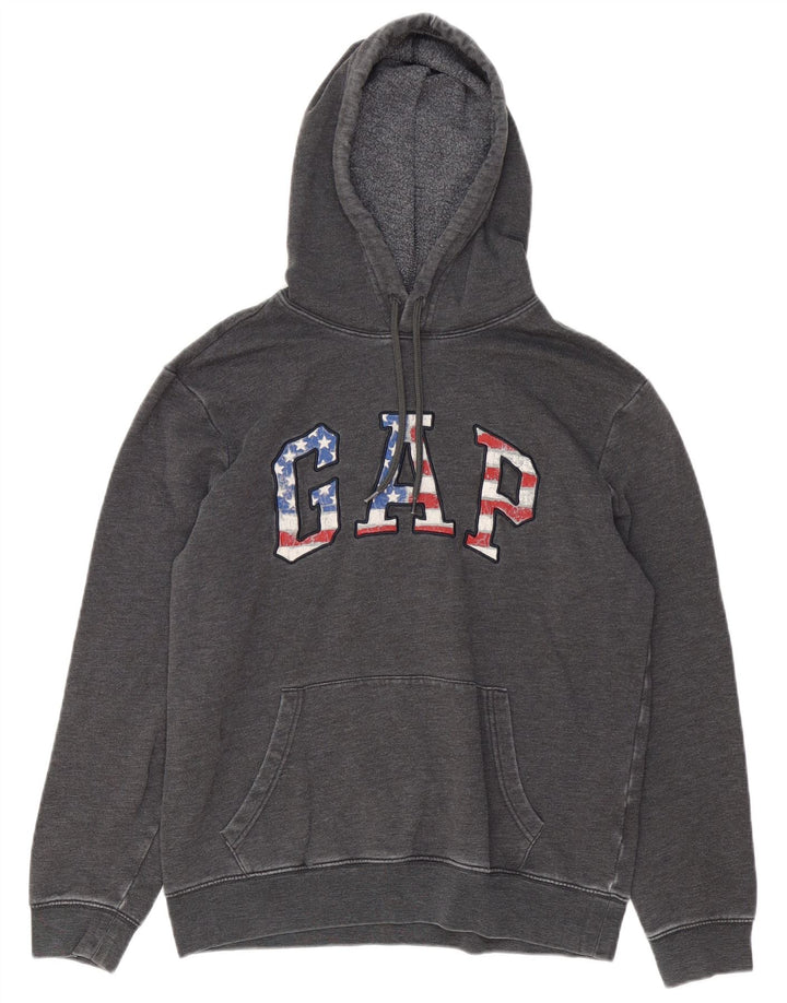 Gap Mens Graphic Hoodie Jumper Medium Grey Cotton