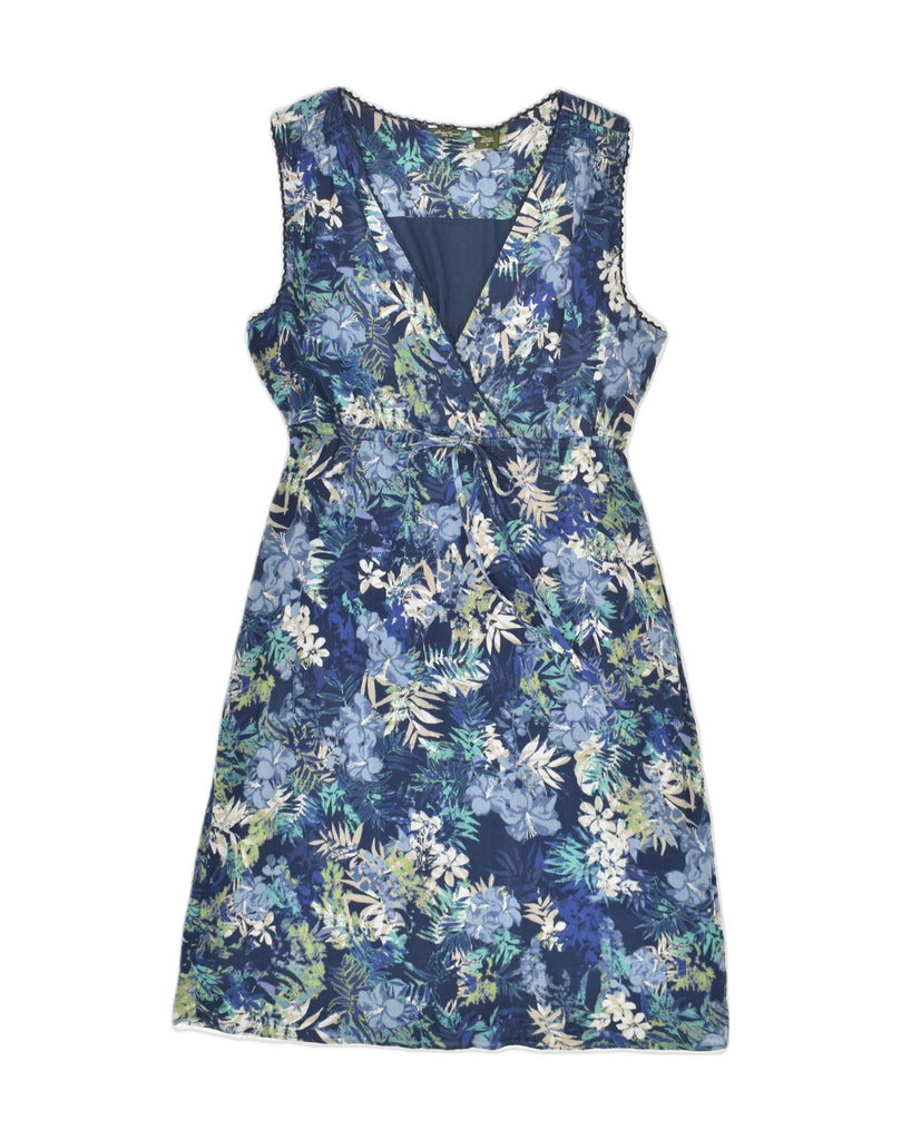 EDDIE BAUER Womens Sleeveless A-Line Dress US 8 Medium Navy Blue Floral | Vintage Eddie Bauer | Thrift | Second-Hand Eddie Bauer | Used Clothing | Messina Hembry 