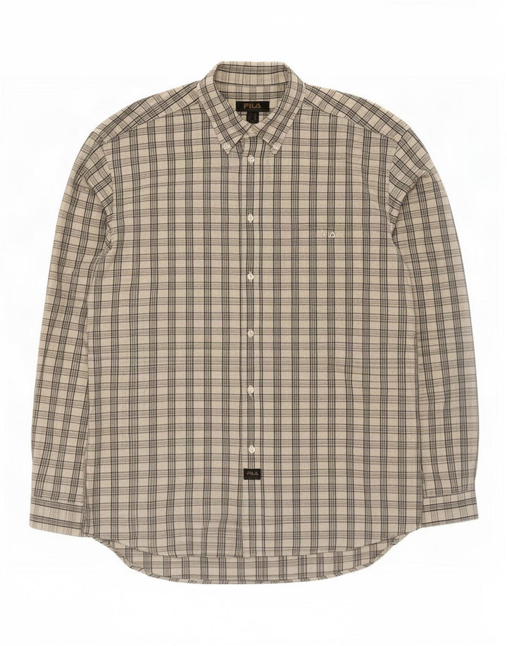 Fila Mens Shirt 2XL White Check Cotton