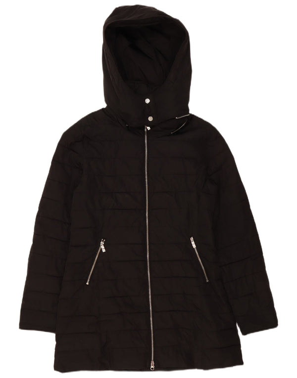 Armani Jeans Womens Hooded Padded Jacket US 8 Medium Black Polyester