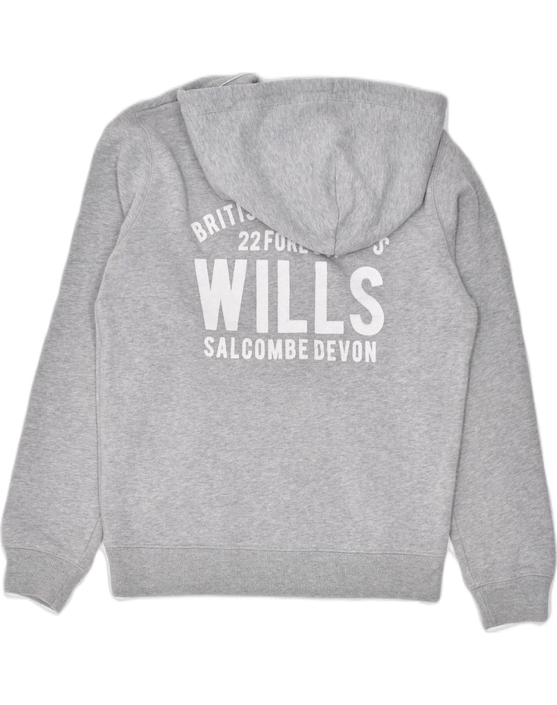 JACK WILLS Womens Graphic Hoodie Jumper UK 12 Medium Grey Cotton | Vintage | Thrift | Second-Hand | Used Clothing | Messina Hembry 