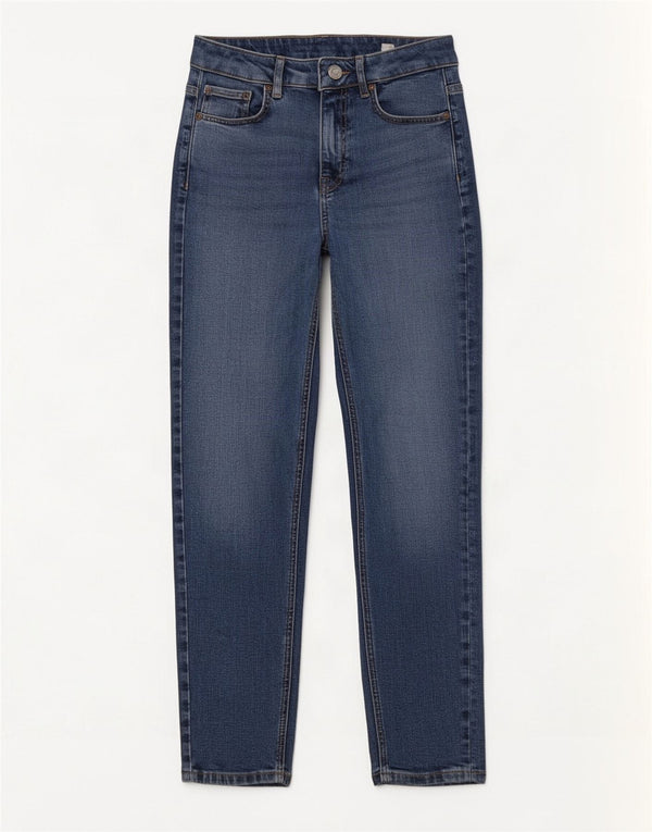 Marks & Spencer Womens High Rise Tapered Jeans UK 8 Small W24 L26 Blue
