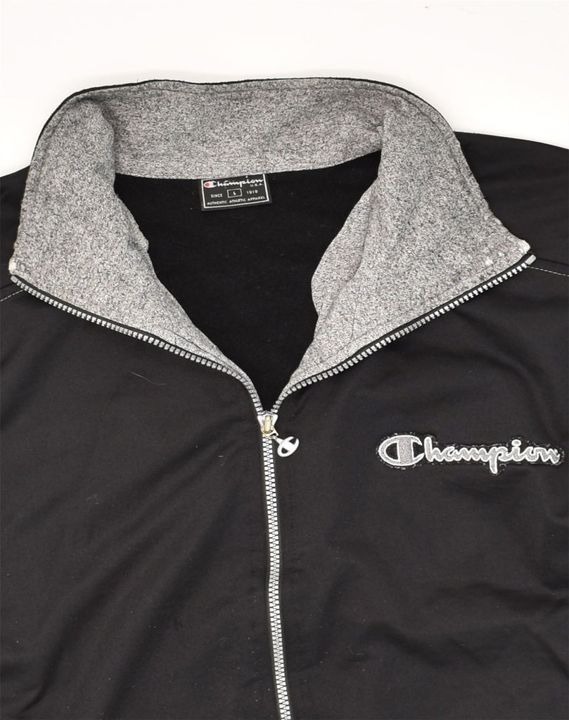 CHAMPION Mens Graphic Tracksuit Top Jacket Large Black Colourblock | Vintage Champion | Thrift | Second-Hand Champion | Used Clothing | Messina Hembry 